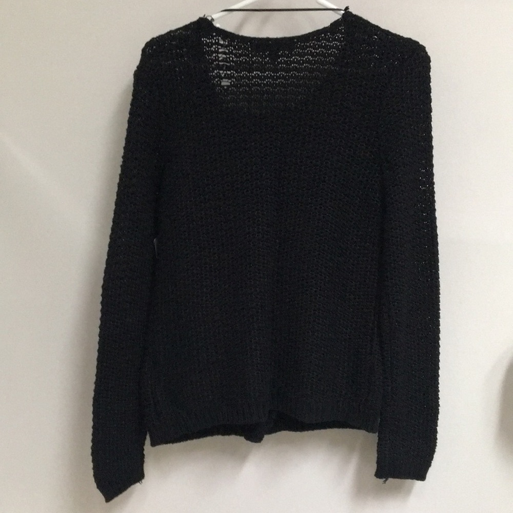 NWT!* Black Knit Zip-Up Sweater w/ Silver Zippers - Picture 4 of 8